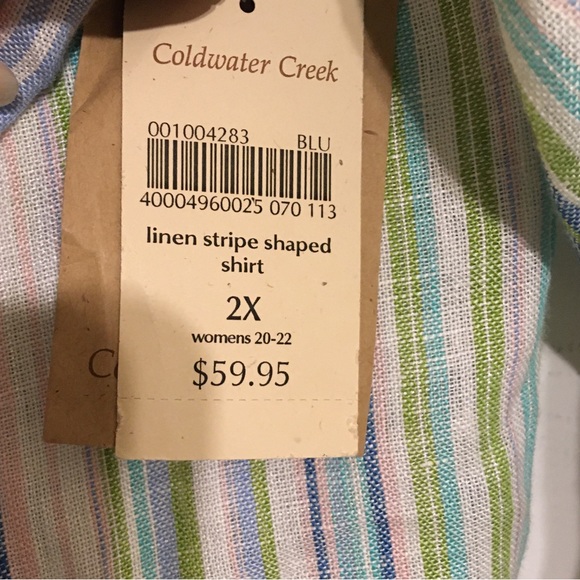 Coldwater Creek Linen Shirt, Striped Shaped Shirt, Size: 2X - Picture 5 of 5